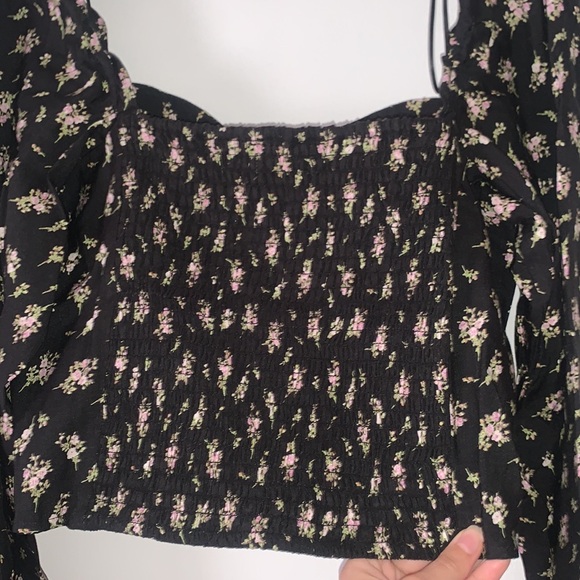 H&M | Floral Corset Top Size Large Brand New Black - Picture 8 of 8